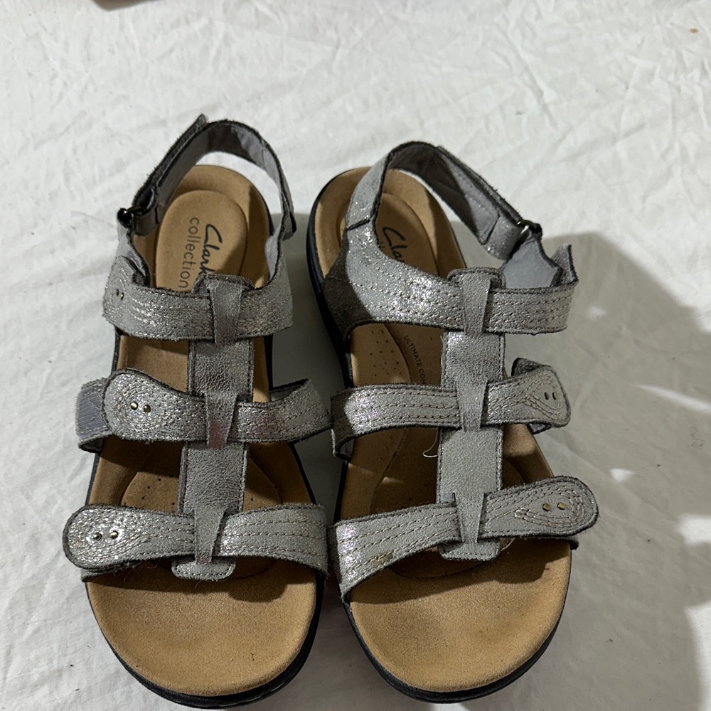 Clarks Kids Metallic Silver Sandals